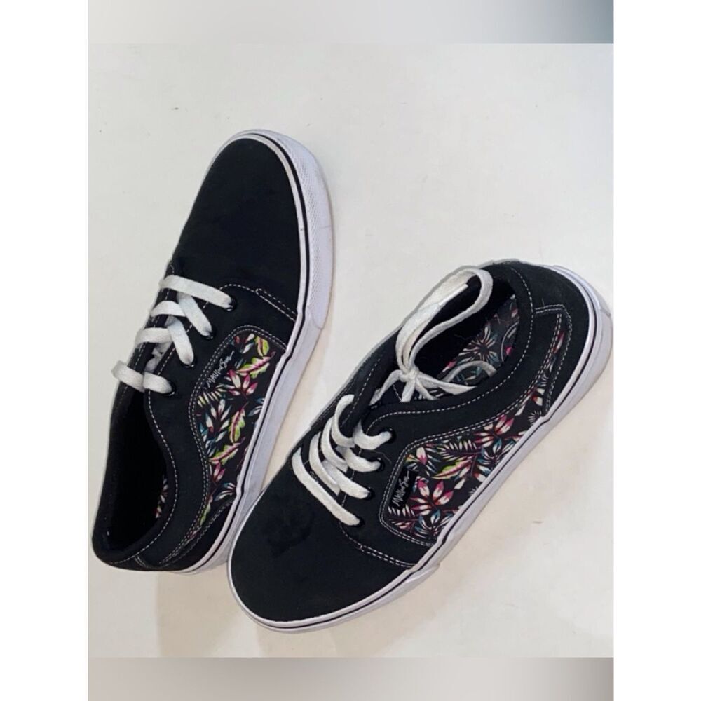 Maui and Sons Black Sneakers with Floral Side Panels